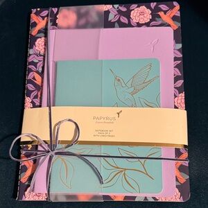 Papyrus Hummingbird Floral Three Notebook Gift Set - Lilac Purple Teal Turquoise